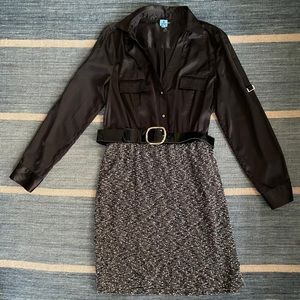 Sexy-professional WHBM black & tweed dress sz 14